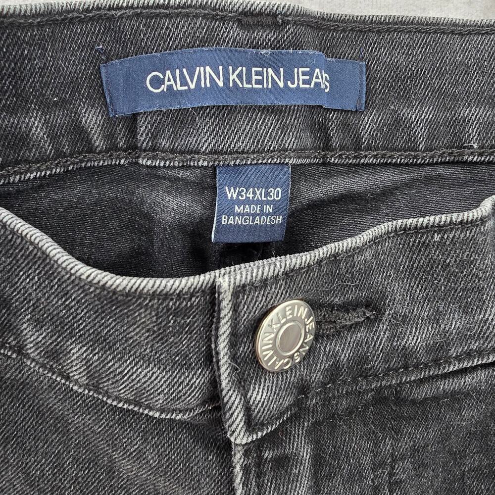 Calvin Klein Black Silver Straight Denim Jeans Pants Bottoms Men's 34x30 - Picture 7 of 8